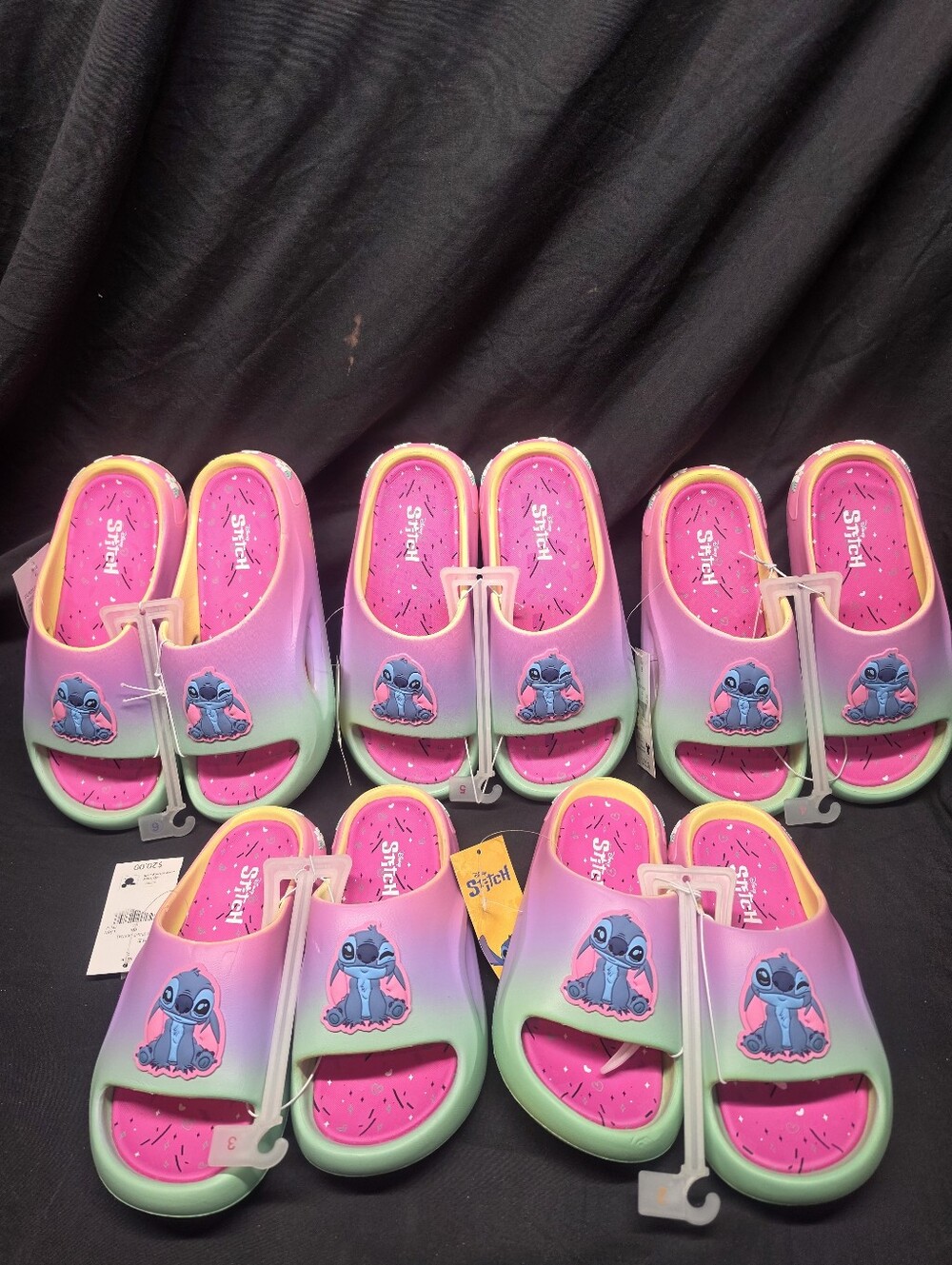 Disney Lilo & Stitch Slide Sandals Kids Purple Pink Green NWT